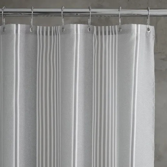 Textured Stripe Shower Curtain - Silver, Fabric