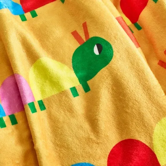Throw Blanket with Caterpillar Design - Multicolor