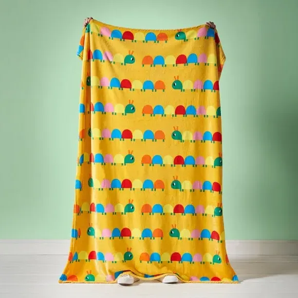 Throw Blanket with Caterpillar Design - Multicolor