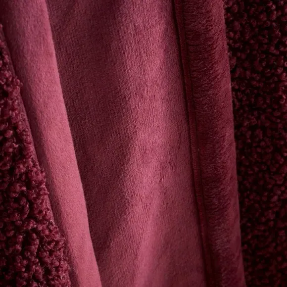 Throw Blanket with Velvet Reverse - Damson, Boucle