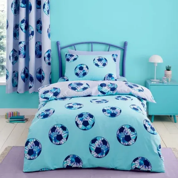 Tie Dye Football Duvet Set - Purple, Polycotton