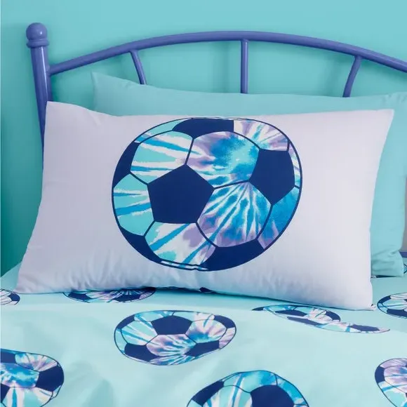 Tie Dye Football Duvet Set - Purple, Polycotton