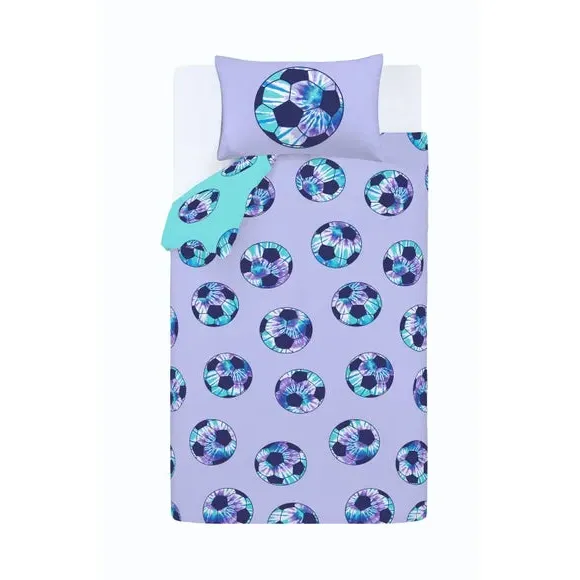Tie Dye Football Duvet Set - Purple, Polycotton