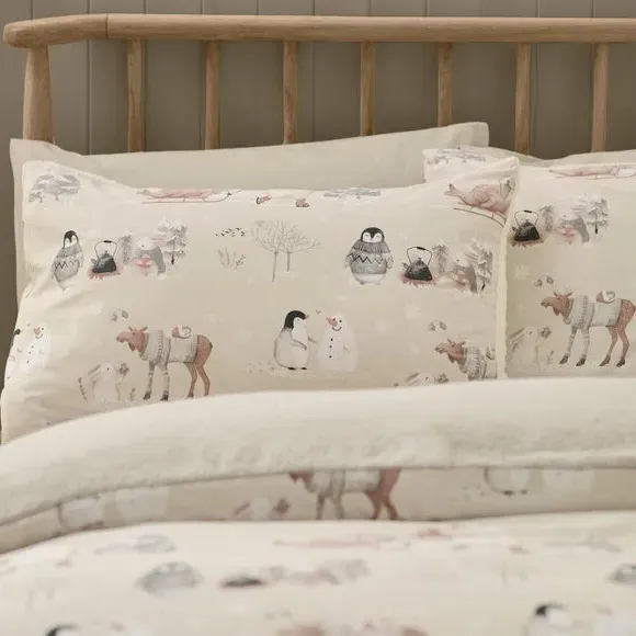 Winter Friends Sherpa Duvet Set - Natural