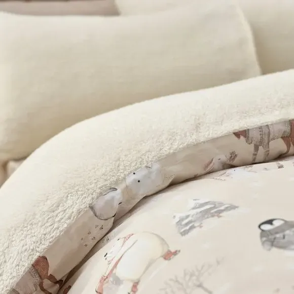 Winter Friends Sherpa Duvet Set - Natural