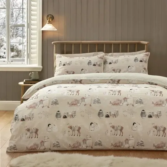 Winter Friends Sherpa Duvet Set - Natural image