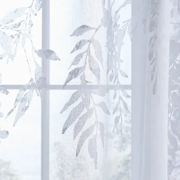 Wisteria Floral Slot Top Voile Panel - White