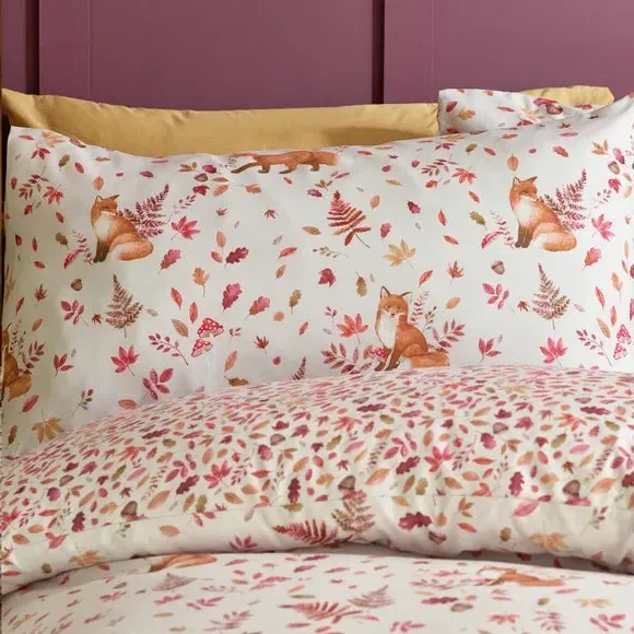 Woodland Fox Duvet Set with Pillowcase - Natural