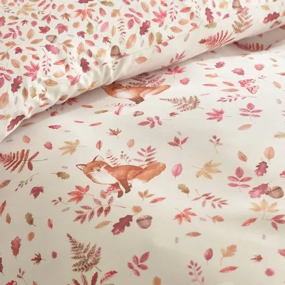 Woodland Fox Duvet Set with Pillowcase - Natural
