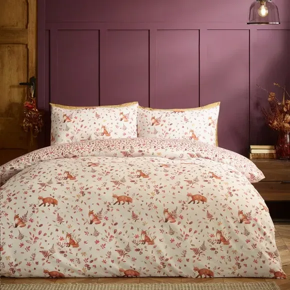 Woodland Fox Duvet Set with Pillowcase - Natural image