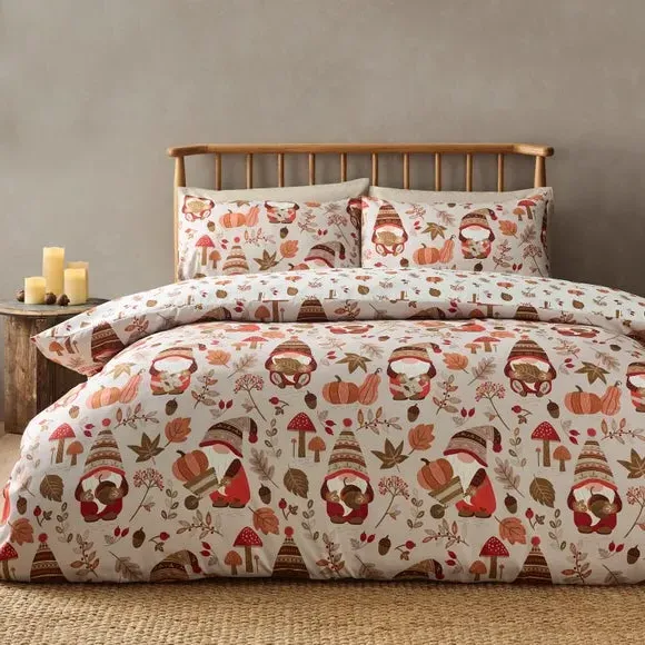 Woodland Gnomes Duvet Cover Set - Natural, Polyester image