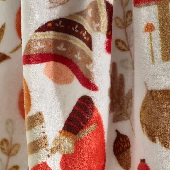 Woodland Gnomes Throw Blanket - Natural, Fleece