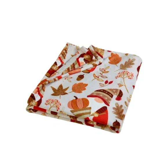 Woodland Gnomes Throw Blanket - Natural, Fleece