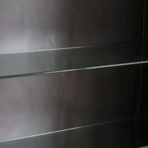 1-Door Display Unit with Glass Shelves - Grey
