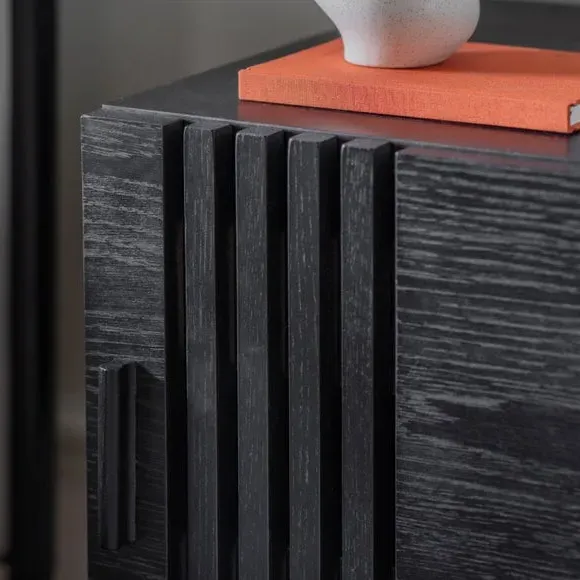 1 Door Side Table with Storage - Black, Oak