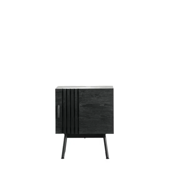 1 Door Side Table with Storage - Black, Oak