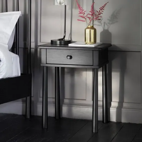 1 Drawer Bedside Table - Black, Oak image