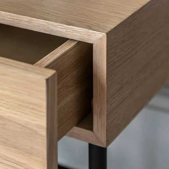 1 Drawer Bedside Table - Natural, Oak Veneer