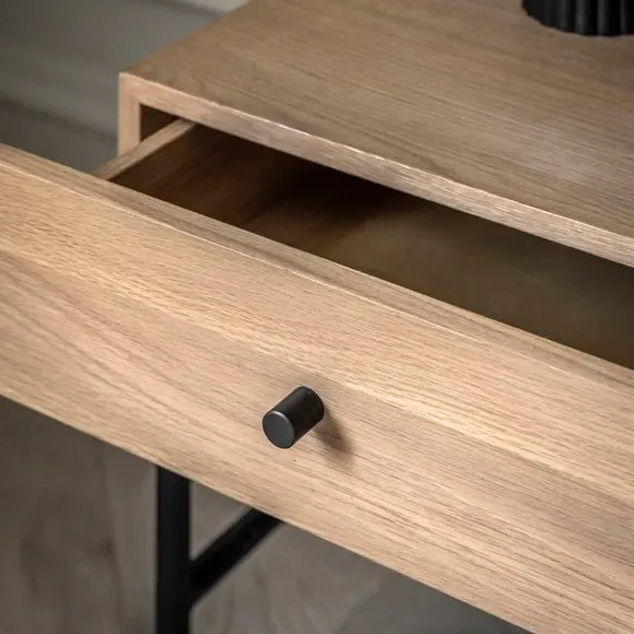 1 Drawer Bedside Table - Natural, Oak Veneer