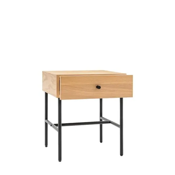 1 Drawer Bedside Table - Natural, Oak Veneer