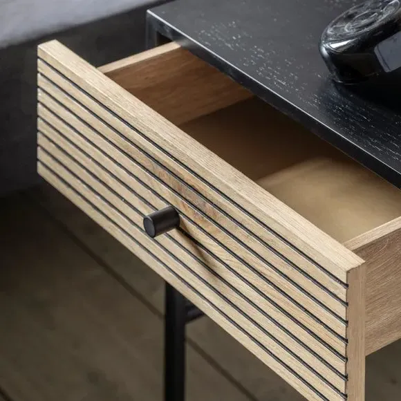 1 Drawer Bedside Table - Natural, Oak Veneer