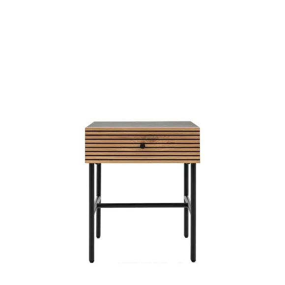 1 Drawer Bedside Table - Natural, Oak Veneer