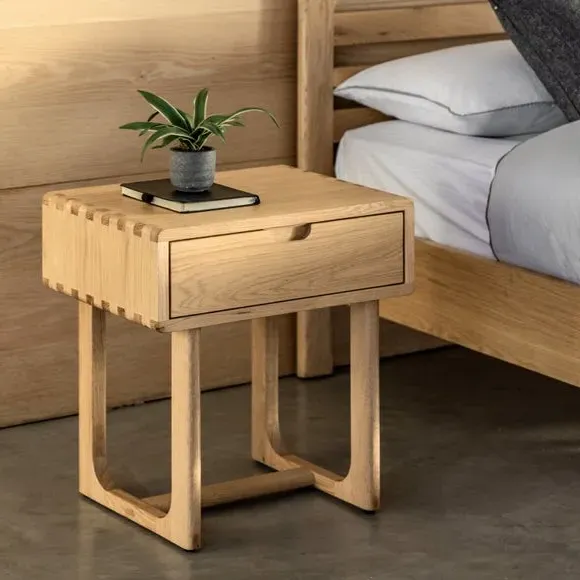 1 Drawer Bedside Table - Natural, Solid Oak