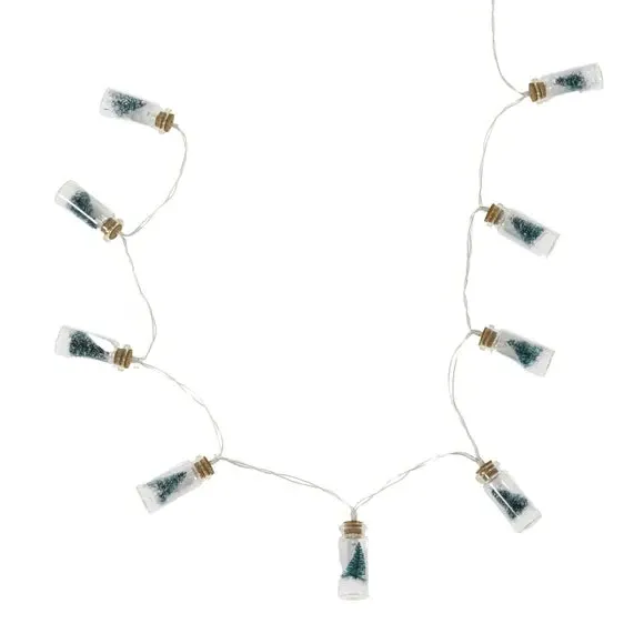 10 LED String Lights with Pine Jars - Green
