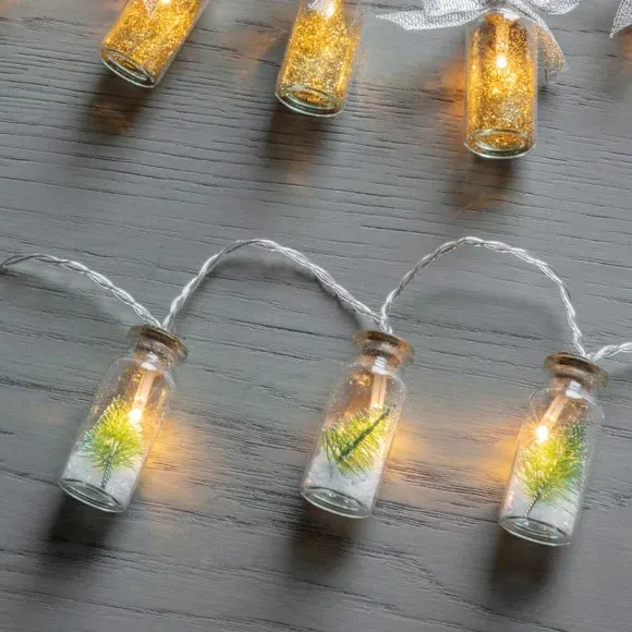10 LED String Lights with Pine Jars - Green image