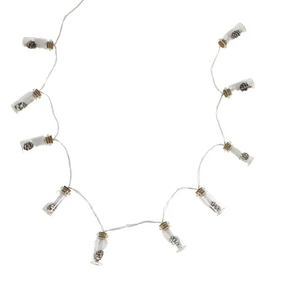 10 LED String Lights with Pinecone Jars - Brown