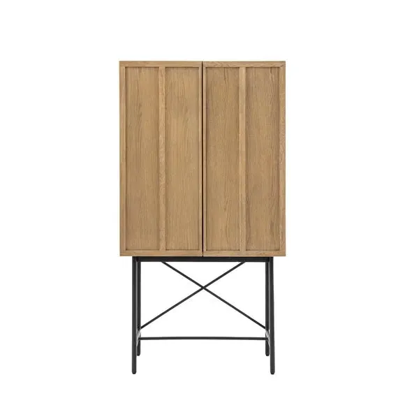 2-Door Cocktail Cabinet - Grey, Oak Veneer
