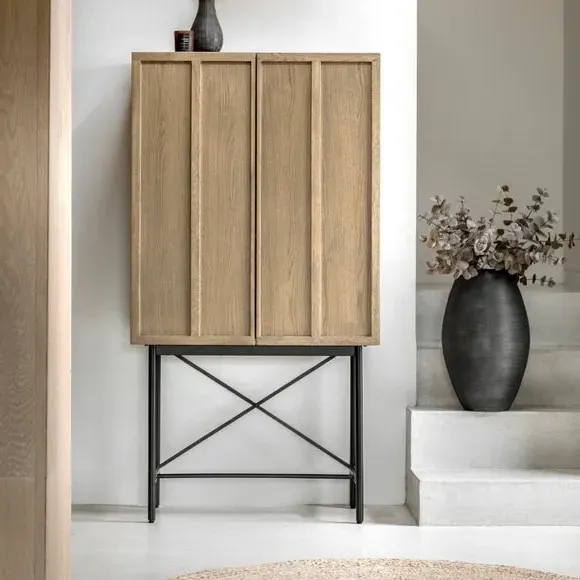 2-Door Cocktail Cabinet - Grey, Oak Veneer image