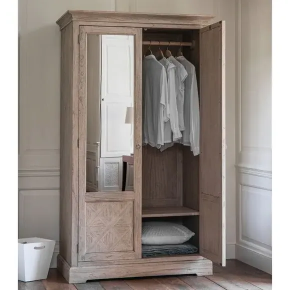 2-Door Mirrored Wardrobe - Natural, Mindy Ash