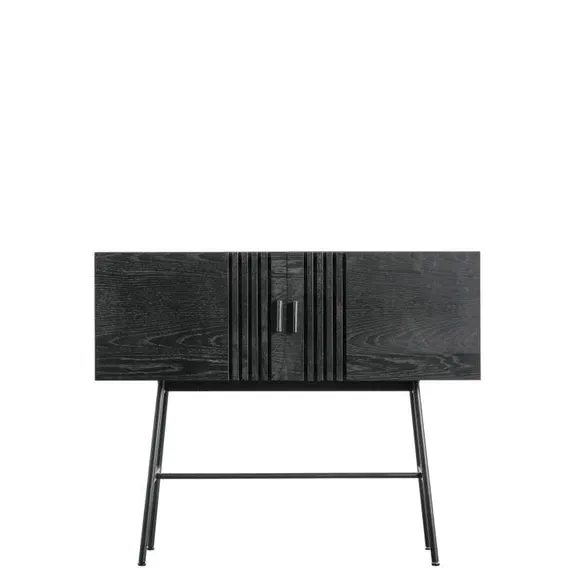 2-Door Sideboard with Slatted Design - Black