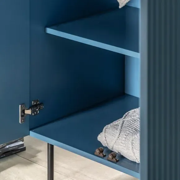 2-Door Wardrobe with Scalloped Design - Blue