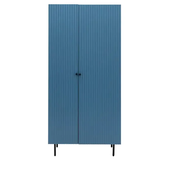 2-Door Wardrobe with Scalloped Design - Blue