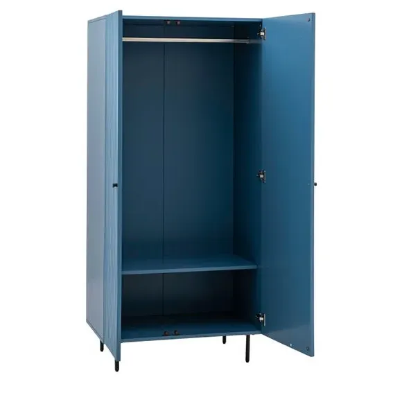2-Door Wardrobe with Scalloped Design - Blue