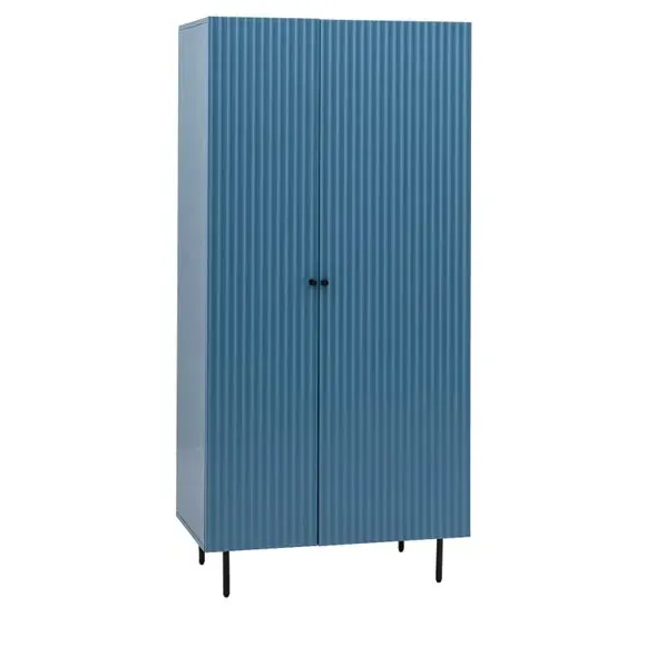 2-Door Wardrobe with Scalloped Design - Blue