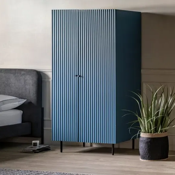 2-Door Wardrobe with Scalloped Design - Blue image