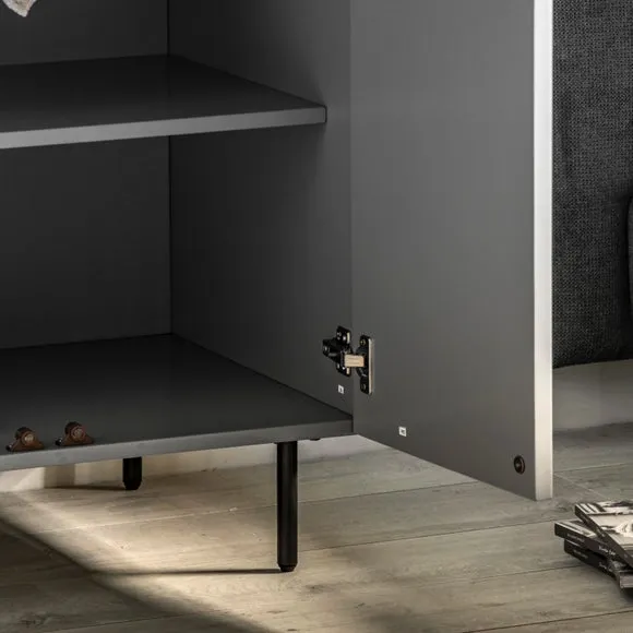 2-Door Wardrobe with Scalloped Design - Grey