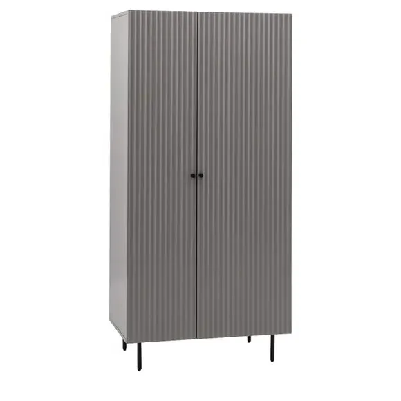 2-Door Wardrobe with Scalloped Design - Grey