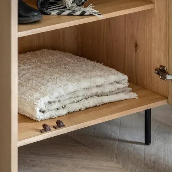 2-Door Wardrobe with Shelf & Rail - Natural, Wood