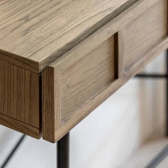 2-Drawer Console Table - Grey, Oak Veneer