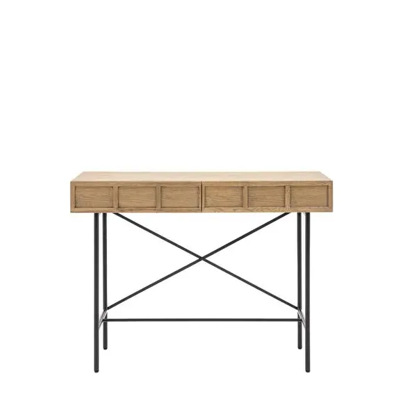 2-Drawer Console Table - Grey, Oak Veneer