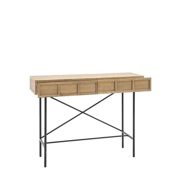 2-Drawer Console Table - Grey, Oak Veneer