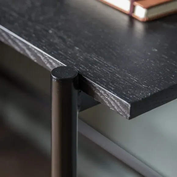 2 Drawer Desk with Metal Frame - Black, Oak