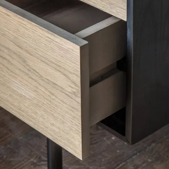 2 Drawer Desk with Metal Frame - Black, Oak