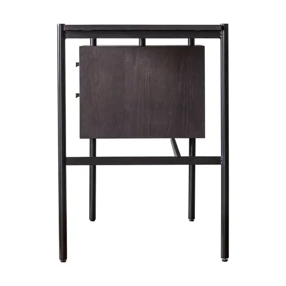 2 Drawer Desk with Metal Frame - Black, Oak