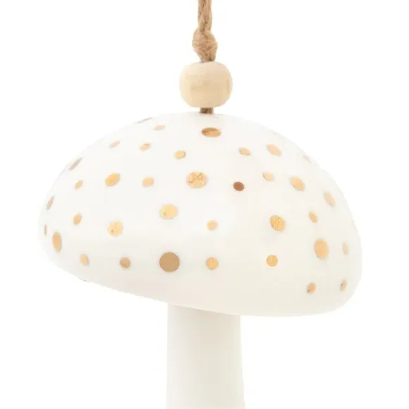 2-Pack Hanging Mushroom Decorations - White, Ceramic