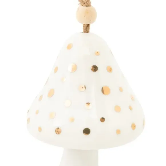 2-Pack Hanging Mushroom Decorations - White, Ceramic